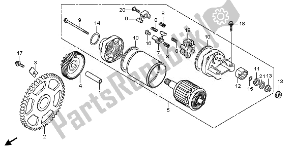 All parts for the Starting Motor of the Honda SH 300 2007