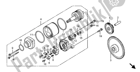 All parts for the Starting Motor of the Honda FES 125 2008