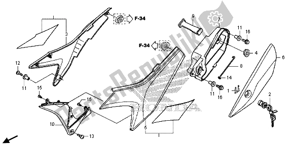 Alle onderdelen voor de Zijdeksel van de Honda CRF 250L 2015