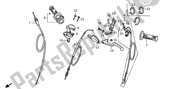 All parts for the Handle Lever & Switch & Cable of the Honda CR 85R SW 2006