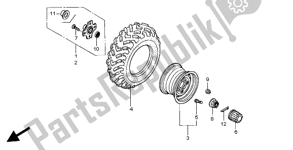 All parts for the Rear Wheel of the Honda TRX 350 FE Fourtrax 4X4 ES 2006
