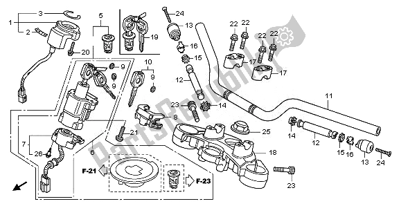 All parts for the Handle Pipe & Top Bridge of the Honda CBF 1000 FS 2011