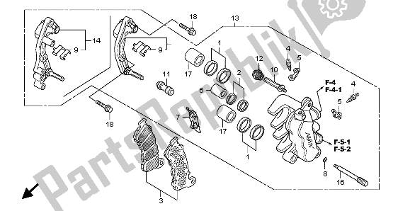 All parts for the Front Brake Caliper of the Honda FES 125A 2007