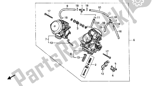 All parts for the Carburetor (assy.) of the Honda XL 600V Transalp 1993