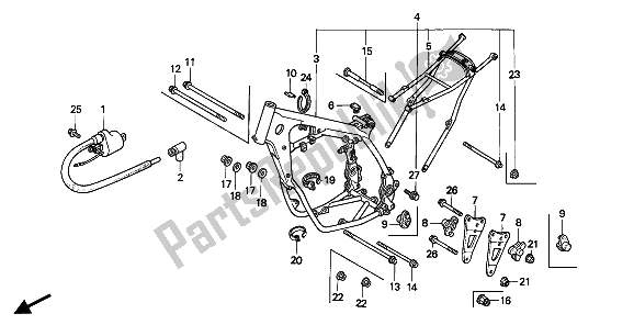 Todas las partes para Cuerpo Del Bastidor Y Bobina De Encendido de Honda CR 125R 1991