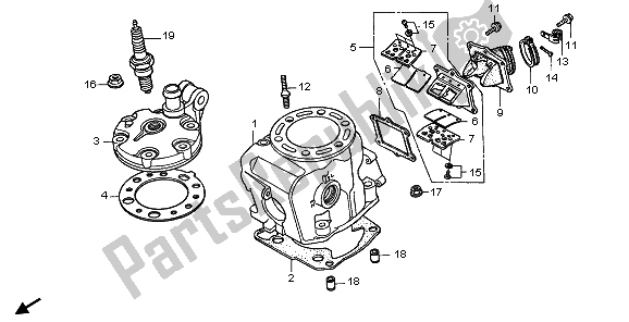 All parts for the Cylinder Head of the Honda CR 250R 1998