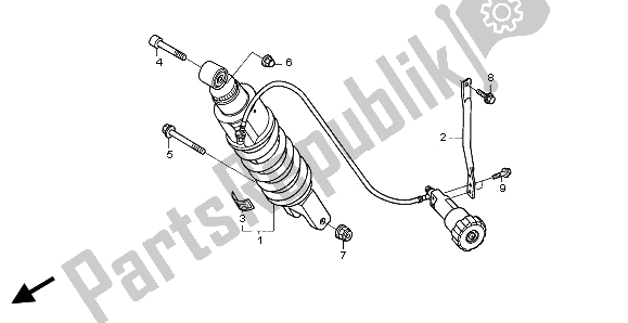 All parts for the Rear Cushion of the Honda ST 1300 2002