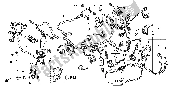 All parts for the Wire Harness of the Honda ANF 125 2012