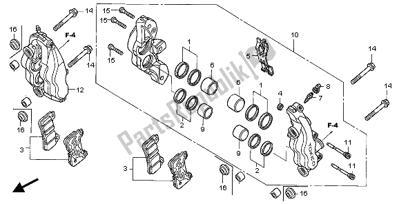 Todas las partes para Pinza De Freno Delantero de Honda CBR 1000 RR 2006