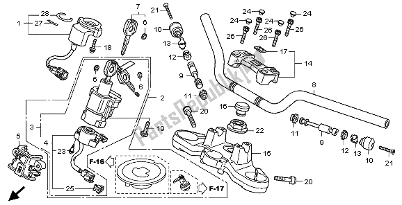 All parts for the Handle Pipe & Top Bridge of the Honda CB 1000R 2009