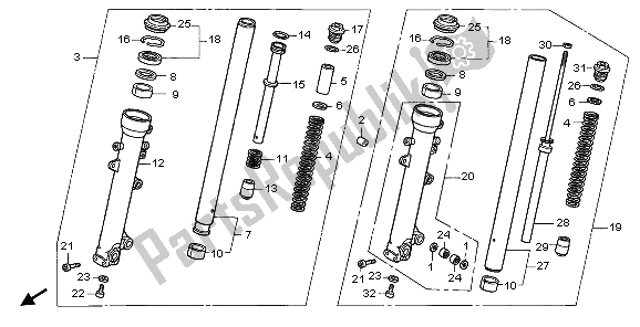 All parts for the Front Fork of the Honda XL 1000 VA 2006