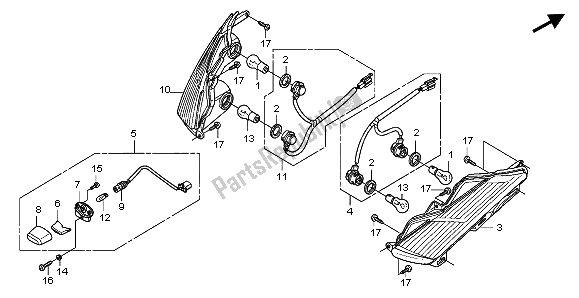 Todas as partes de Luz De Combinação Traseira do Honda FES 125 2006