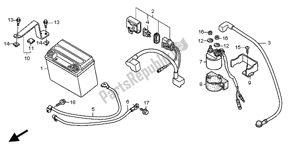 All parts for the Battery of the Honda TRX 250X 2010