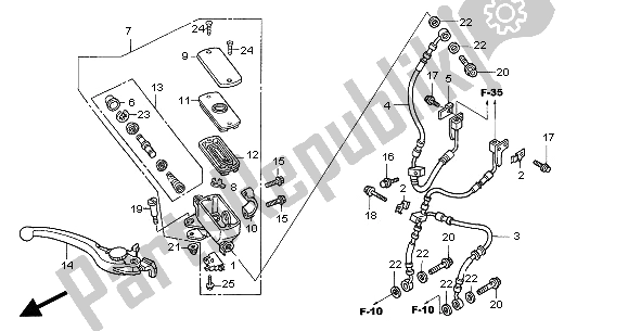 All parts for the Fr. Brake Master Cylinder of the Honda CB 1300A 2005