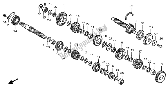 All parts for the Transmission of the Honda CBF 600 NA 2005