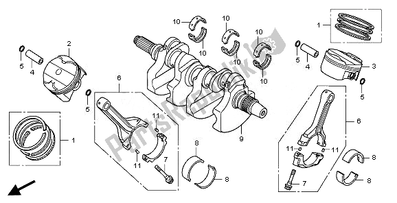 All parts for the Crankshaft & Piston of the Honda VFR 1200 FD 2011