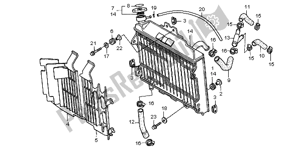 All parts for the Radiator of the Honda CR 125R 1999