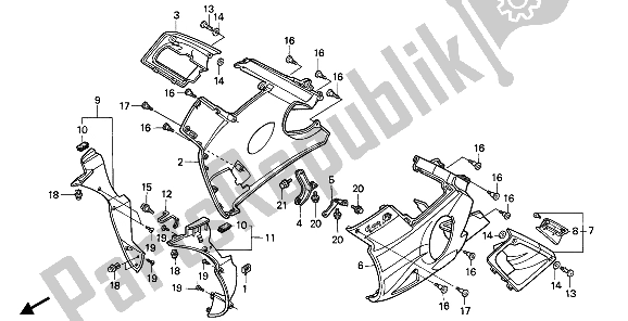 Todas las partes para Capucha Inferior de Honda CBR 600F 1993