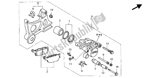 Tutte le parti per il Pinza Freno Posteriore del Honda CBR 600 FR 2002