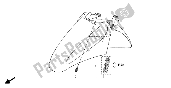 All parts for the Front Fender of the Honda SH 300 2008