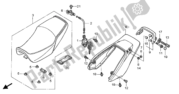 All parts for the Seat & Rear Cowl of the Honda CB 1300F 2003