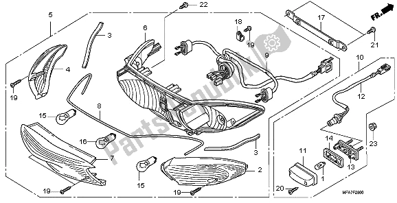 All parts for the Rear Combination Light of the Honda CBF 1000A 2006
