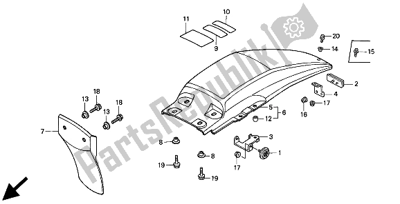 All parts for the Rear Fender of the Honda XR 80R 1994
