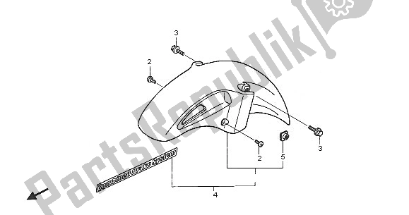 All parts for the Front Fender of the Honda NT 650V 2005