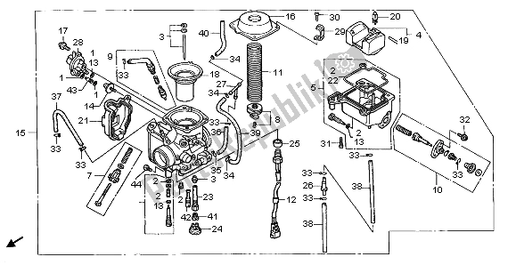 Tutte le parti per il Carburatore del Honda TRX 350 FE Rancher 4X4 ES 2001