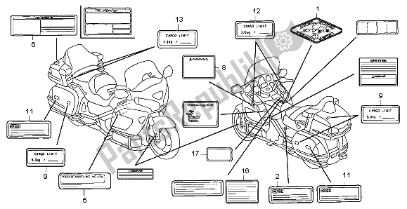 All parts for the Caution Label of the Honda GL 1800 2007