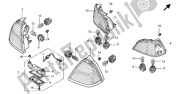 All parts for the Rear Combination Light of the Honda GL 1800A 2005