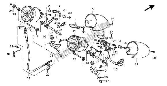 All parts for the Meter (mph) of the Honda GL 1500C 1997