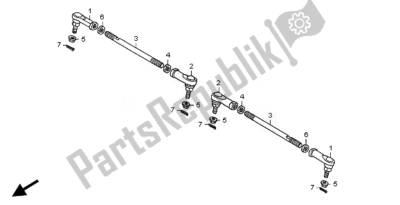 All parts for the Tie Rod of the Honda TRX 250X 2010