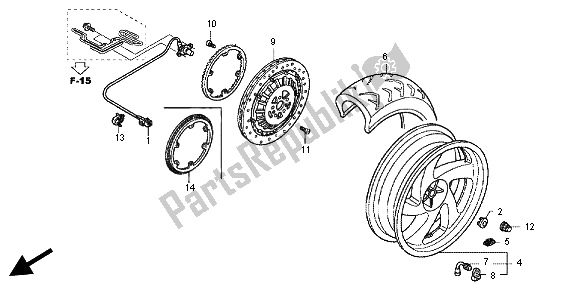 All parts for the Rear Wheel of the Honda GL 1800 2012