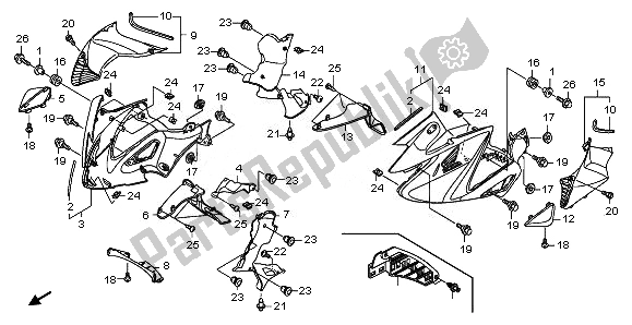 All parts for the Middle Cowl of the Honda NT 700V 2008