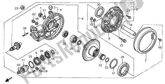 All parts for the Final Driven Gear of the Honda GL 1500A 1996