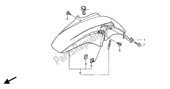 All parts for the Front Fender of the Honda CBF 600N 2004