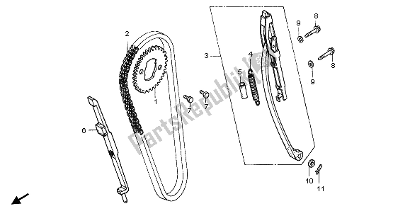 All parts for the Cam Chain & Tensioner of the Honda CB 250 1997