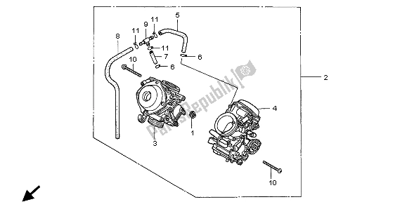 Todas las partes para Carburador (montaje) de Honda VT 750C2 1998