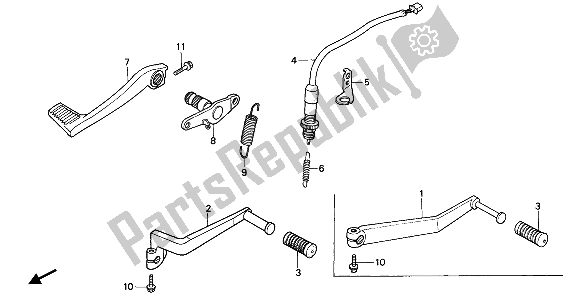 All parts for the Brake Pedal & Change Pedal of the Honda VFR 750F 1986