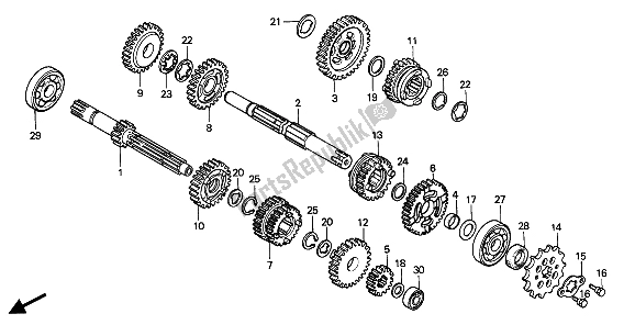 All parts for the Transmission of the Honda CR 80R 1991