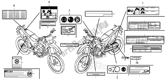 Alle onderdelen voor de Waarschuwingsetiket van de Honda CRF 250L 2015