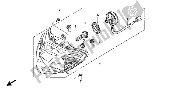 All parts for the Headlight of the Honda SH 125R 2008