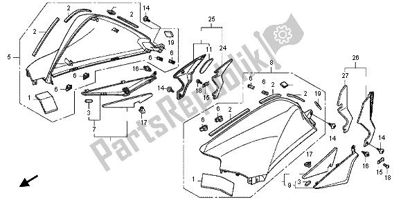 All parts for the Tank Cover of the Honda VFR 1200 FD 2012