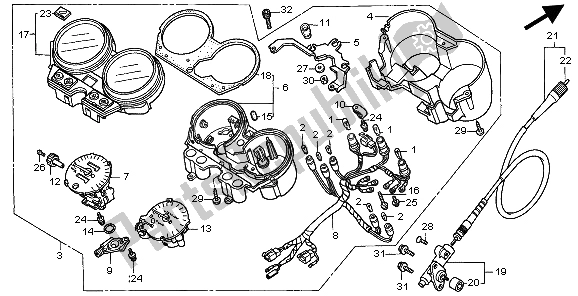 All parts for the Meter (mph) of the Honda CB 600F Hornet 1998