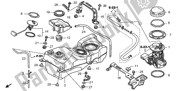 All parts for the Fuel Tank of the Honda GL 1800A 2006