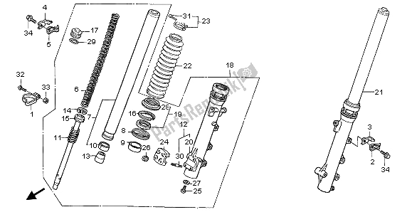 Tutte le parti per il Forcella Anteriore del Honda XL 650V Transalp 2002