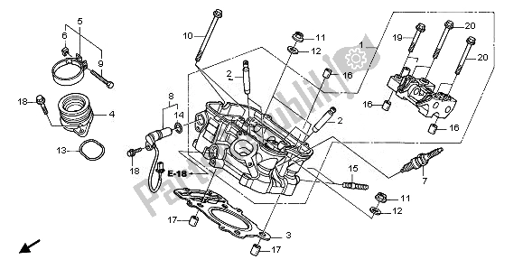 All parts for the Rear Cylinder Head of the Honda NT 700V 2008