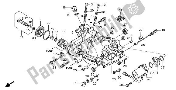 All parts for the Front Crankcase Cover of the Honda TRX 400 FA Fourtrax Rancher AT 2004