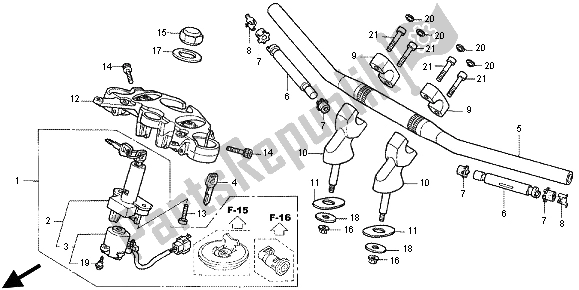 All parts for the Handle Pipe & Top Bridge of the Honda CB 1300X4 1998